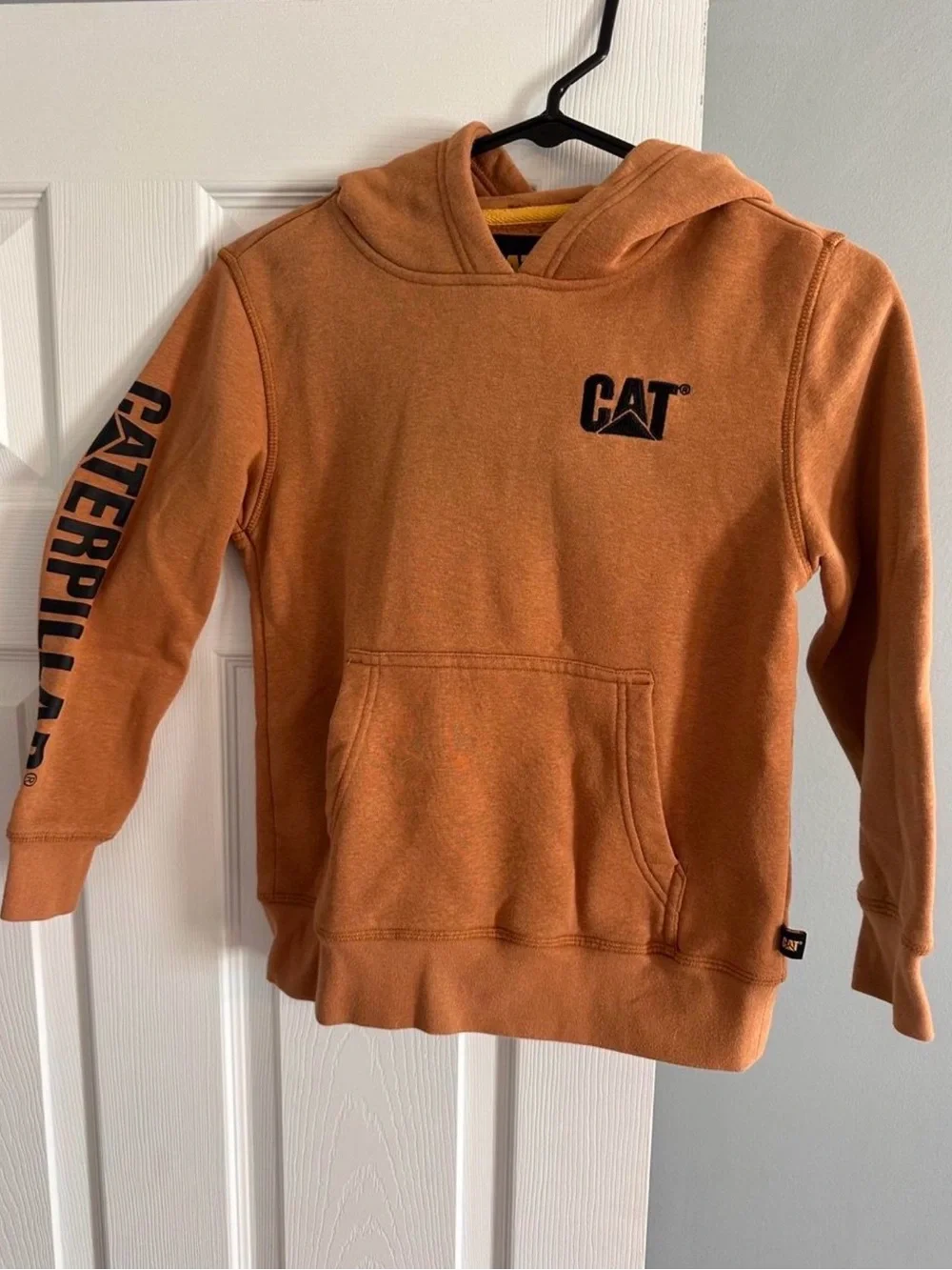 Caterpillar Kids Orange Hooded Sweatshirt with Black Logo